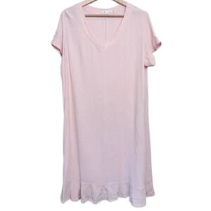 Cut Loose Womens Size Medium Short Sleeve  Rayon Ruffle Hem Light Pink Dress